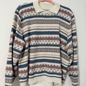 SOLD ON FB Alfred Dunner Blue and Cream Patterned Sweater